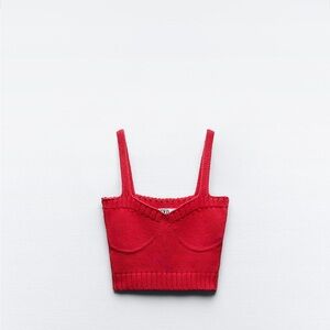 Zara Red Knit Crop Top